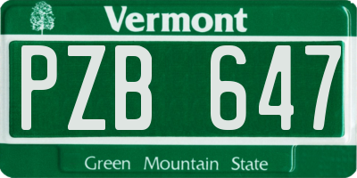 VT license plate PZB647