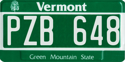 VT license plate PZB648