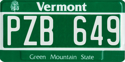 VT license plate PZB649