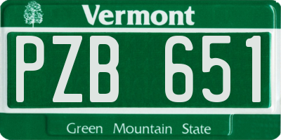 VT license plate PZB651
