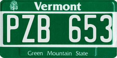 VT license plate PZB653