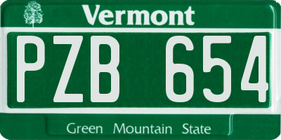 VT license plate PZB654