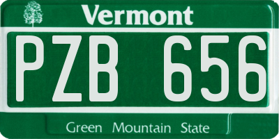 VT license plate PZB656