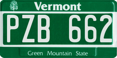 VT license plate PZB662