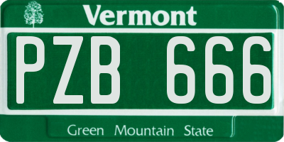 VT license plate PZB666