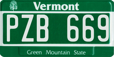 VT license plate PZB669