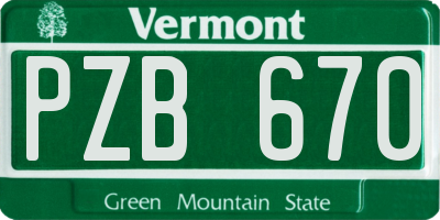 VT license plate PZB670