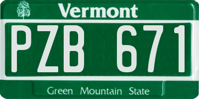 VT license plate PZB671