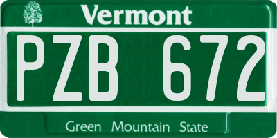VT license plate PZB672