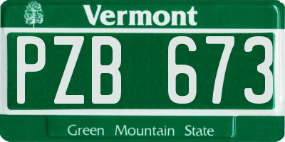 VT license plate PZB673