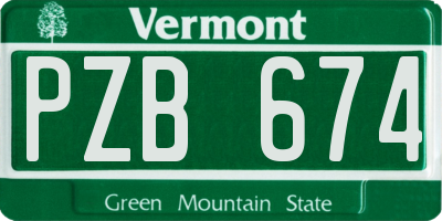VT license plate PZB674