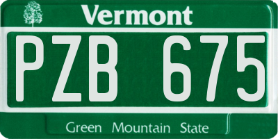 VT license plate PZB675