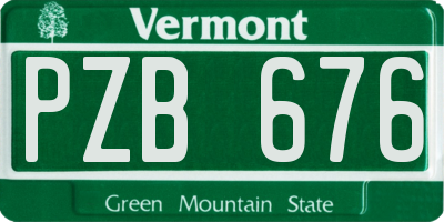 VT license plate PZB676