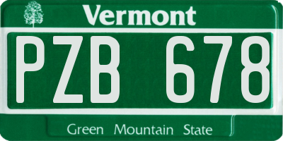 VT license plate PZB678
