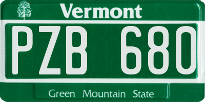 VT license plate PZB680