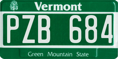 VT license plate PZB684