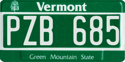 VT license plate PZB685