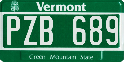 VT license plate PZB689