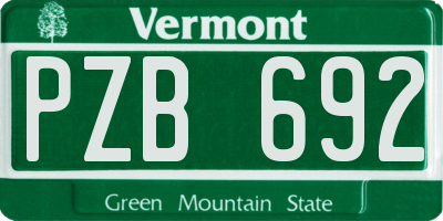 VT license plate PZB692