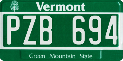 VT license plate PZB694