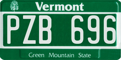 VT license plate PZB696