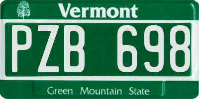 VT license plate PZB698