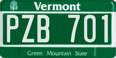 VT license plate PZB701