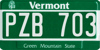 VT license plate PZB703