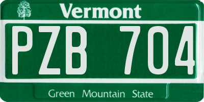 VT license plate PZB704