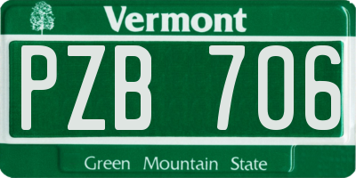 VT license plate PZB706