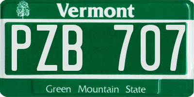 VT license plate PZB707