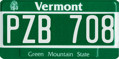 VT license plate PZB708