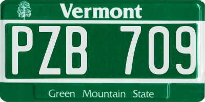 VT license plate PZB709