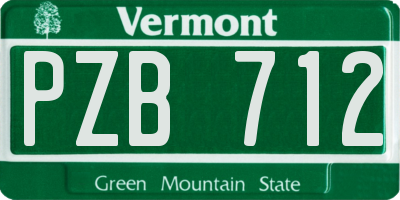 VT license plate PZB712