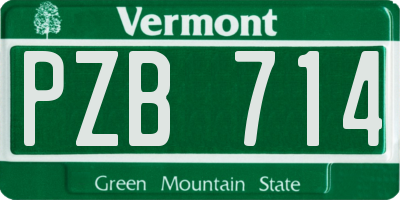VT license plate PZB714