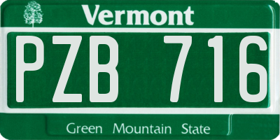VT license plate PZB716