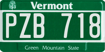 VT license plate PZB718