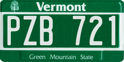 VT license plate PZB721