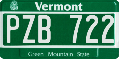 VT license plate PZB722