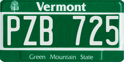 VT license plate PZB725