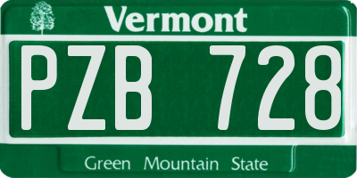 VT license plate PZB728