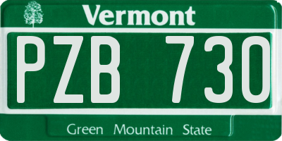 VT license plate PZB730