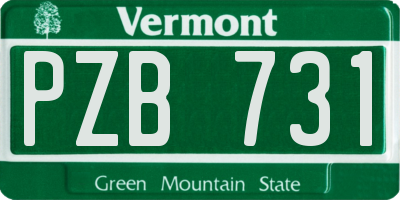VT license plate PZB731