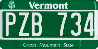 VT license plate PZB734