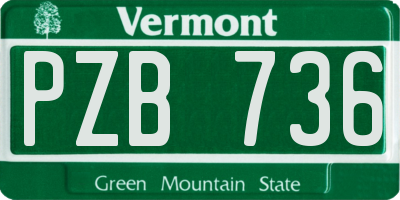 VT license plate PZB736