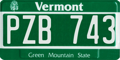 VT license plate PZB743