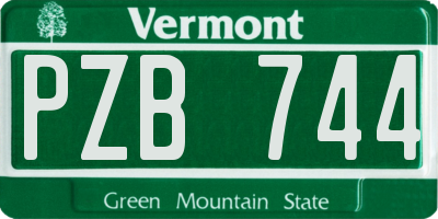 VT license plate PZB744