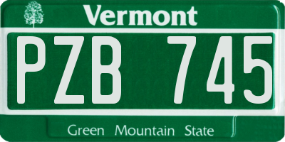 VT license plate PZB745