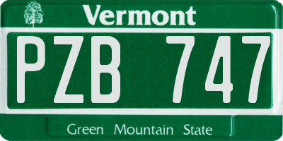 VT license plate PZB747