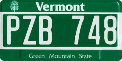 VT license plate PZB748